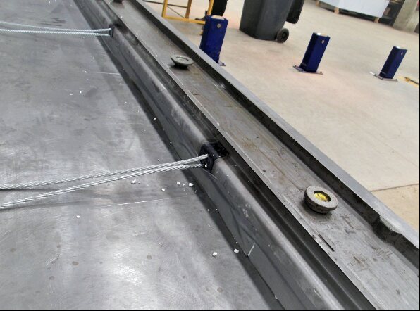 Shuttering magnets fixing side forms on a steel precast formwork table